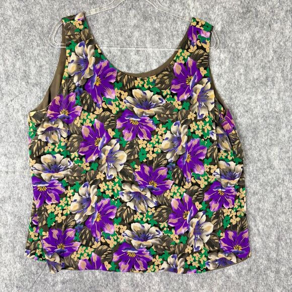 2 pc Dana Buchman Plus Sz 20 Skirt Set Silk Tank Top Purple Floral A Line Flare - Picture 3 of 12